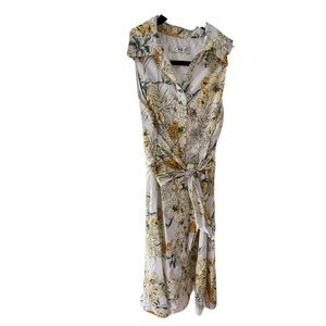 Chetta B Yellow and White Floral Cotton Dress